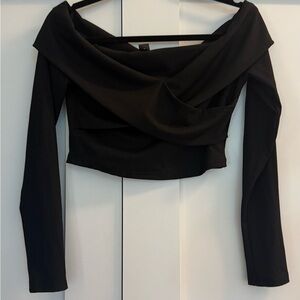 SHEIN Black Off-Shoulder Crop Top